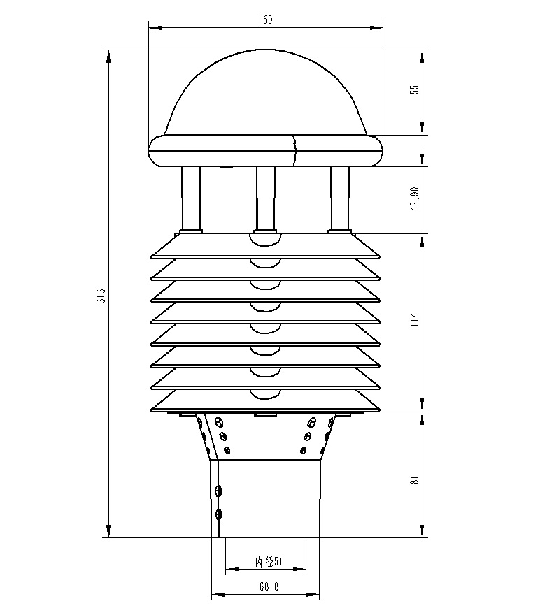 大氣污染環(huán)境監(jiān)測微氣象儀產品尺寸圖